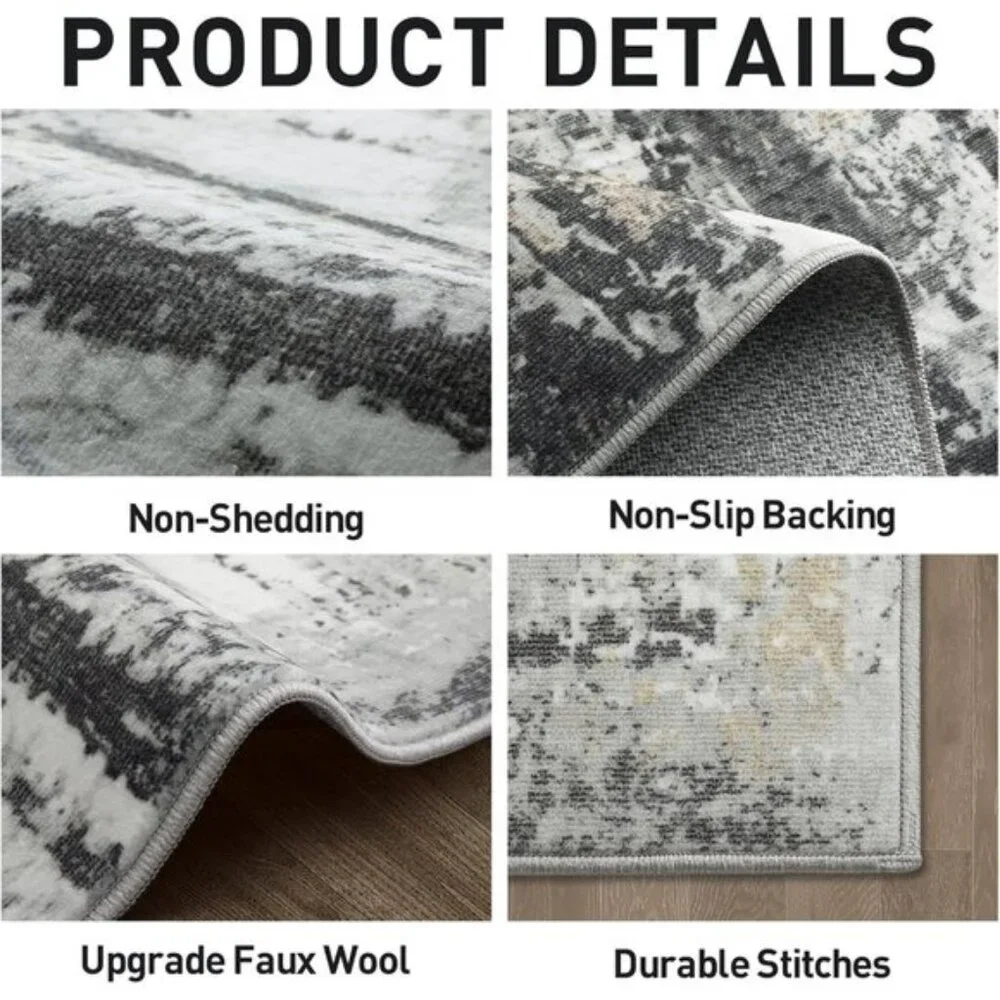 New 6x9 Washable Abstract Rug Soft Non-Skid Carpet for Home & Room Decor